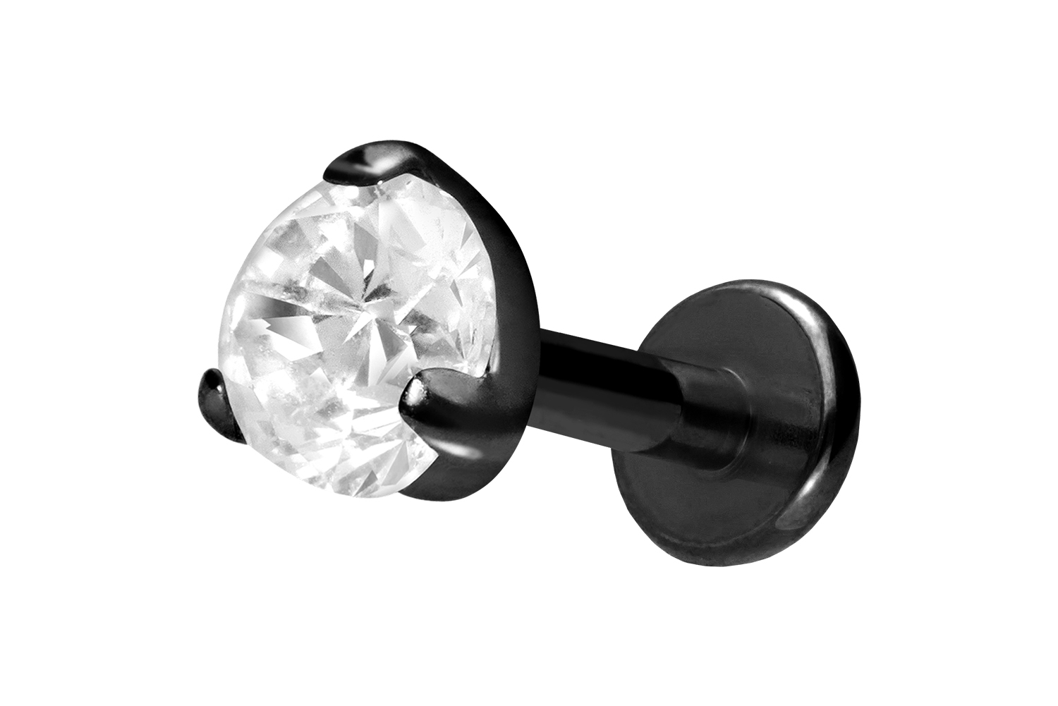 Titan Labret Piercing mit Innengewinde EINGEFASSTER KRISTALL